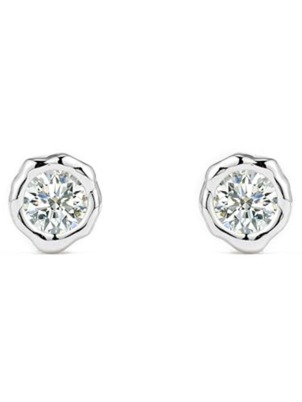 New - Irregular Cubic Zirconia Stud Earrings 18k Gold Plated Lightweight